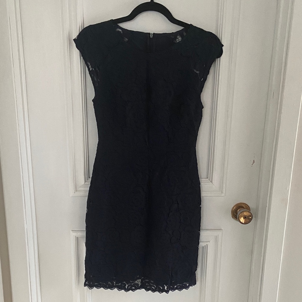 Elegant Dark Blue Lace Dress